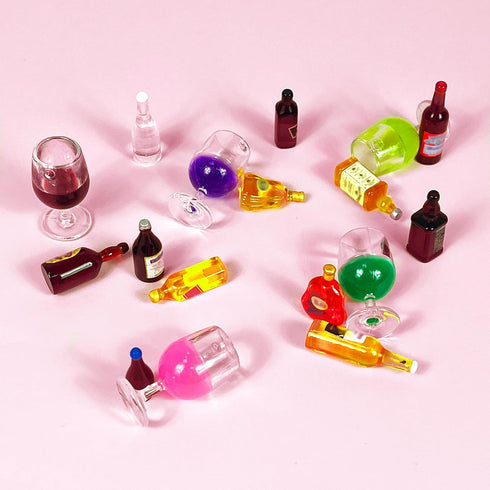 Mini Wine Bottles Cake Toppers With 12 Mini Wine Bottles 5 Mini Wine Glasses 1 Toilet Toy 1 Beauty Doll 21st Birthday Cake Topper for Celebrating ...