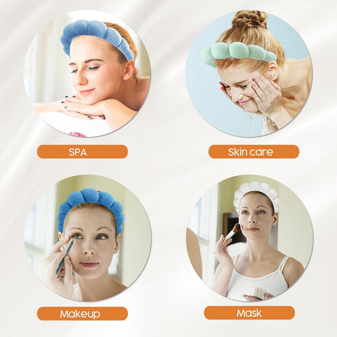 Spa Headband For Washing Face, Makeup Bubble Skin Care Hairhand, Puffy Grwm Get Ready Hair Band, Preppy Skincare Self Care Gifts For Women Teen Gi...