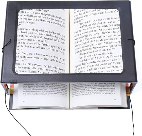 Hands-Free Magnifying Glass Large Full-Page Rectangular 3X Magnifier LED Lighted Illuminated Foldable Desktop Portable for Elder...