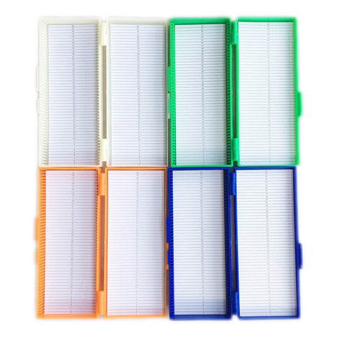 50-Place Microslide Slide Microscope Box Colors, Blue, Green, Orange, White(Pack of 4)...