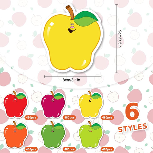 480 Sheets Apple Sticky Notes Apple Shape Post Notes Colorful Note Pads Back to School Memo Sticky Tabs Cute Expressions Notepads Easy to Post for...