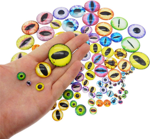 100PCS Mixed Style Dragon Eyes Flatback Glass Cabochon Dome for Doll Making Necklace Pendant Jewelry DIY (Mixed Size2)...