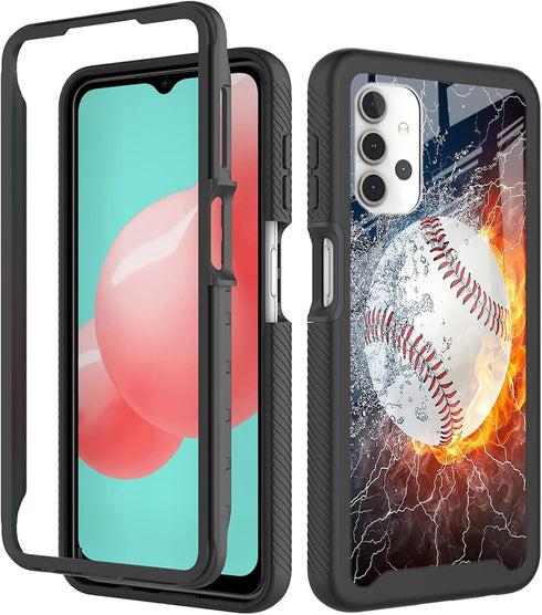 Compatible with Samsung Galaxy A32 5G Case Ice Fire Baseball Legend for Boys Men Full-Body Dual Layer Rugged Shockproof Bumper Heavy-Duty Protecti...