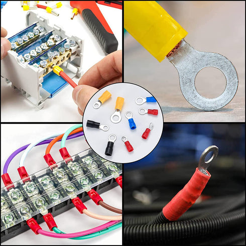 200 Pcs Mixed Quick Disconnect Electrical Ring Terminals, Insulated O Ring Crimp Terminals Connectors, Electrical Wire Crimp Terminals Connectors ...