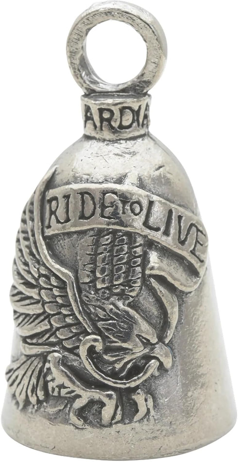 Guardian Bell Live to Ride Good Luck Bell w/Keyring & Black Velvet Gift Bag | Motorcycle Bell | Lead-Free Pewter | Good Luck Gift to Friends & Fam...