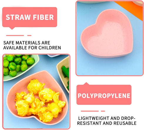 Pink Heart Bowl Heart Shaped Candy Bowl Set 4Pcs Ideal Valentine's Day Present Pink Cute Plastic Bowls for Blending Salad Soup Snacks and Desserts...