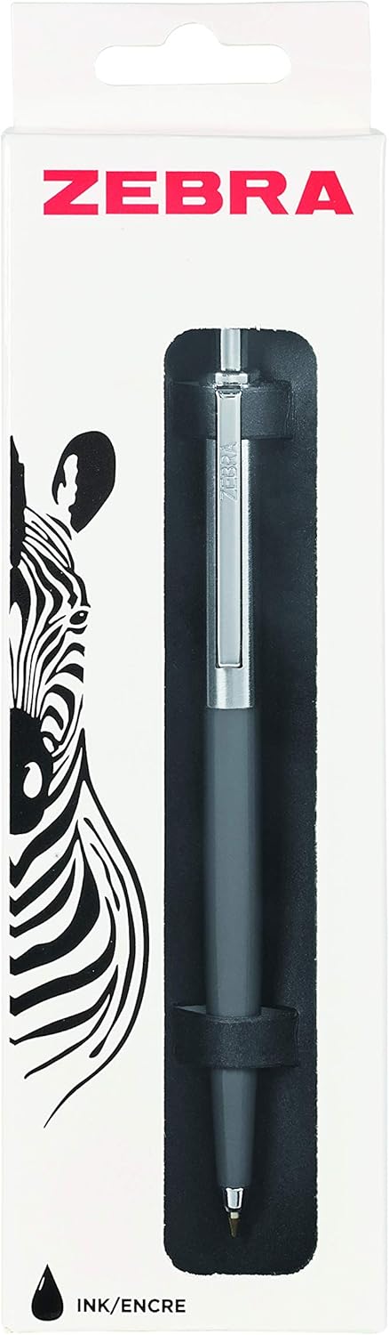 Zebra Pen 901 Grey Retractable Ballpoint Pen, Premium Barrel, Medium Point, 1.0mm, Black Ink, 1-Pack, 83751...