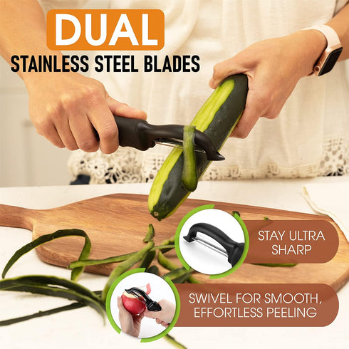 Spring Chef Premium Swivel Vegetable Peeler, Soft Grip Handle and Ultra Sharp Stainless Steel Blades - Perfect Kitchen Peeler For Veggie, Fruit, P...