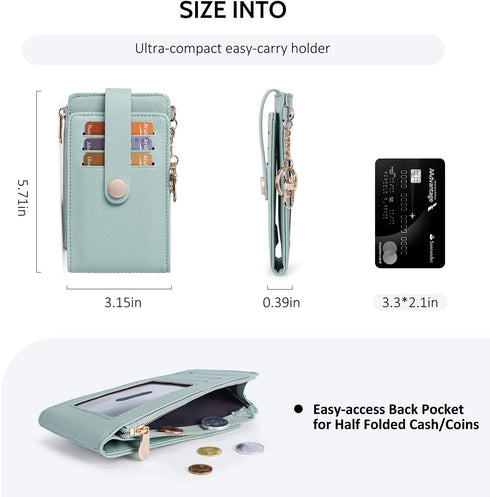 POIUGOYA Slim Wallet for Women,RFID Blocking Bifold Credit Card Holder with Zipper Coin Pocket,ID Window,Keychain...