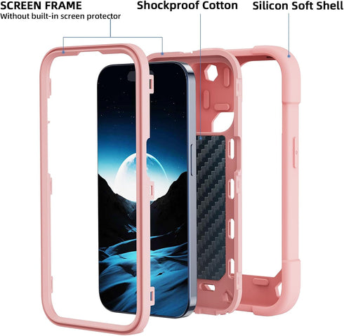 Compatible with iPhone 15 Pro Case 6.1" - Heavy-Duty Shockproof Military-Grade Rugged Cover with Ring Stand, Glass Screen Protector & Camera Lens ...