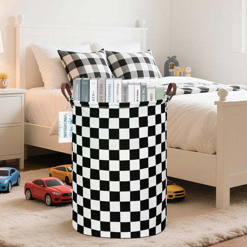 LANGYASHAN Laundry Basket Canvas Fabric Collapsible Organizer Basket for Storage Bin Toy Bins Gift Baskets Bedroom Clothes Children Nursery Hamper...