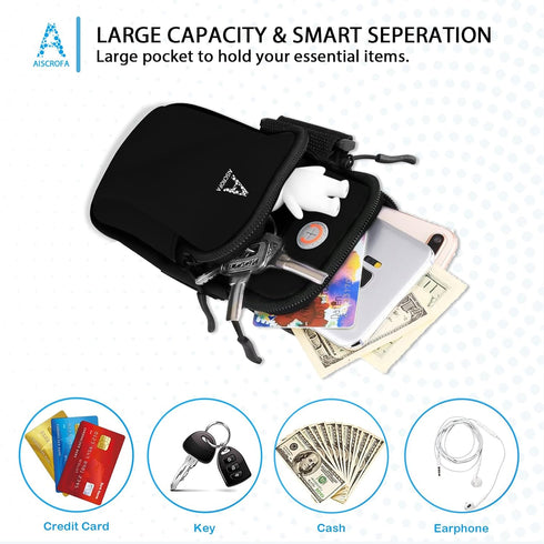 Sports Armband, Running Gym Universal Smartphone Arm Bag with Earphone Hole Multifunctional Pockets foriPhone 15, 14, 13, 12, 11 Pro Max, Xs, Xr, ...