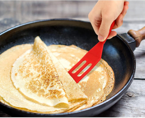 Patelai Mini Silicone Brownie Serving Spatula Flexible Nonstick Serve Turner Heat Resistant Cookie Slotted Spatula for Eggs in Small Frying Pan Co...