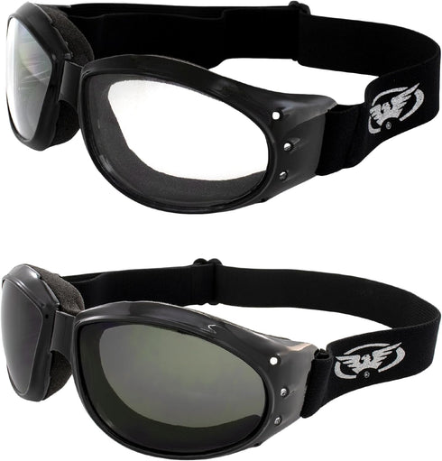 Global Vision Red Baron Motorcycle Aviator Dirt Bike ATV UTV Riding Goggles for Men & Women Clear & Smoke for Day & Night...