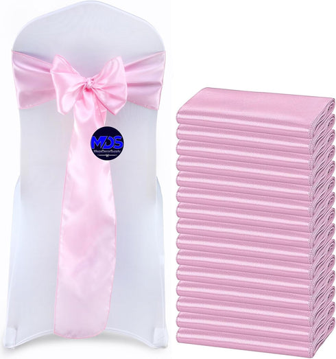 MDS Pack of 50 PCS Satin Chair Sashes Charmeuse Sateen Dining Chair Bows Ribbon Ties Back Sash for Wedding Party Birthday Home Hotel Restaurant Ba...