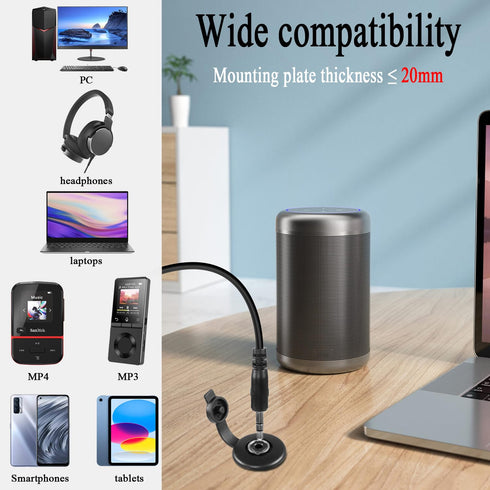QIANRENON 3.5mm TRS Threaded Fixed Waterproof Cable 1/8 Male to Female Embedded Mount Stereo Adapter 3.5mm Plug to Jack Headphone Mount Cable, for...