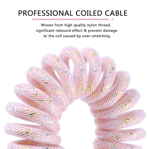 Custom Coiled USB C to A Cable for Gaming Keyboard,Double-Sleeved Starlight Braided Cable with Detachable Metal Aviator 24K Gold Connector 1.7M-2....