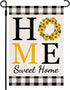 Sunflower Home Sweet Home Garden Flag for Outside Summer Flags for Farmhouse Lawn Outdoor Décor, Burlap Vertical Buffalo Check Plaid Flower Small ...
