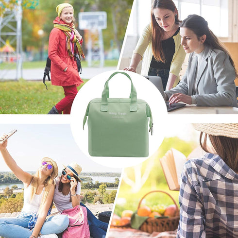 Mziart Insulated Lunch Bag Simple Bento Cooler Bag Lunch Tote Bag for Lunch Box for Women Men Adult Picnic Working Hiking Beach (Light Green)...