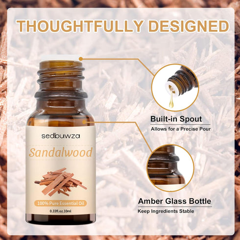 Sedbuwza Sandalwood Essential Oil, 100% Pure Organic Sandalwood Aromatherapy Gift Oil for Diffuser, Humidifier, Soap, Candle, Perfume...