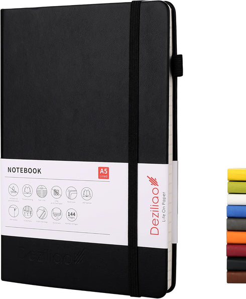 Deziliao Lined Journal Notebooks with Pen Loop, Hardcover Notebook Journal for Work, 100Gsm Premium Thick Paper with Inner Pocket, Medium 5.7"x8.4...