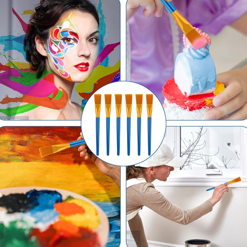 6Pcs Acrylic Paint Brushes Flat Paint Brushes for Acrylic Painting 1 inch Watercolor Acrylic Paint Brush Synthetic Nylon Oil Painting Brushes for ...