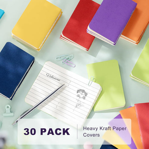 30 Pack Bulk Pocket Notebook 2.5" x 4" Mini Notebooks Small Wallet Notebooks Tiny Colored Purse Journals Lined Notepad for Kids Students...