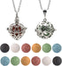 2PCS Aromatherapy Essential Oil Diffuser Necklace Love Heart and Hollow Ball Locket Pendant Necklace with Lava Bead Stone for Women...