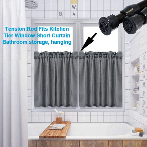 AIZESI Spring Tension Curtain Rods Short Tension Rod (Black,17" to 28"-2Pcs)...