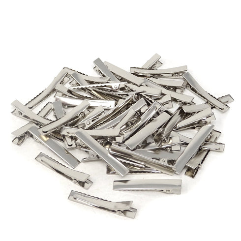 Honbay 50PCS Silver Tone Single Prong Metal Alligator Hair Clip Flat Top with Teeth for Arts & Crafts Projects, Dry Hanging Clothing, Office Paper...