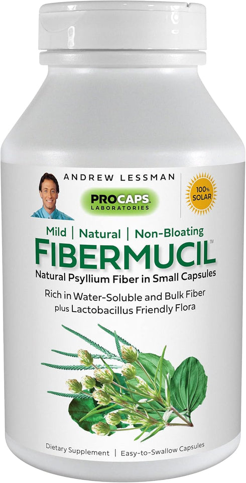 ANDREW LESSMAN Fibermucil 60 Capsules –Psyllium Husk Powder. Gently Promotes Regularity and Digestive Health. Rich in Fiber. Gentle, Easy and Effe...