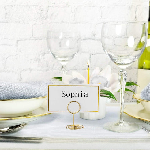 24 Pcs Premium Mini Table Number Holders and 24 Pcs Place Cards with Gold Foil Border, Place Card Holder, Table Sign Stand, Photo Picture holders ...