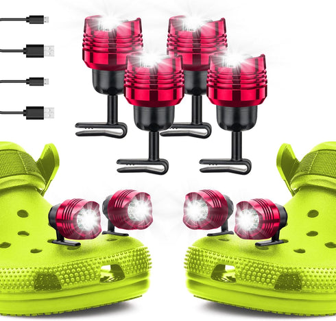 Headlights for Croc - 4pcs LED Croc Lights for Shoes Croc Charm Accessories, IP68 Waterproof for Adults and Kids - Hiking, Walking Dog and Camping...