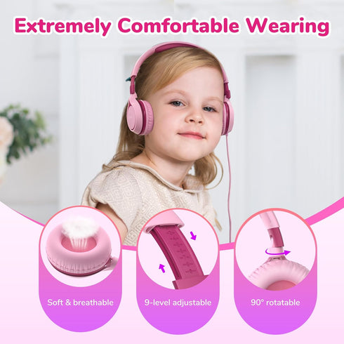 EarFun S1 Kids Headphones, Foldable Wired Headphones for Kids, 85dB Volume Limit, Stereo Sound, Adjustable Headband, Portable Lightweight On-Ear H...