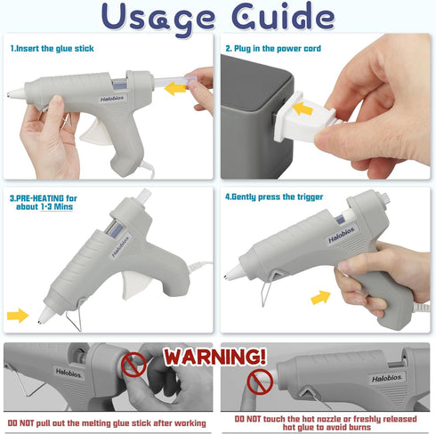 Hot Glue Gun Kit, Halobios Fast Preheating Hot Melt Glue Gun with 20 Glue Sticks, Full Size Glue Gun for Making Decoration School DIY Crafts Proje...