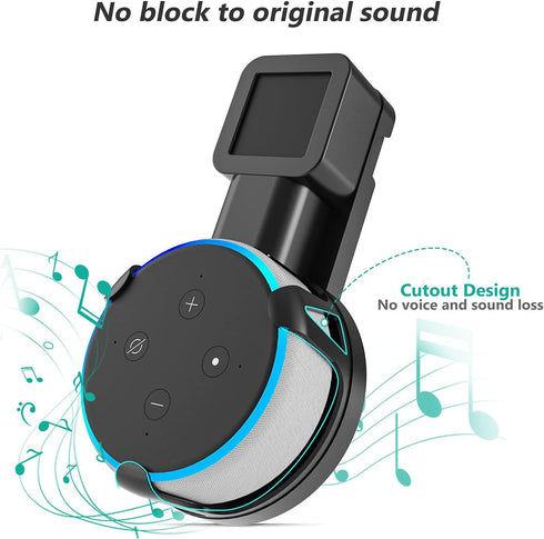 WALI Outlet Wall Mount, Holder Stand for Echo Dot 3rd Gen, Smart Home Speakers Plug Mount for Alexa with Cable Management, (AMM002-B), 1 Pack, Bla...