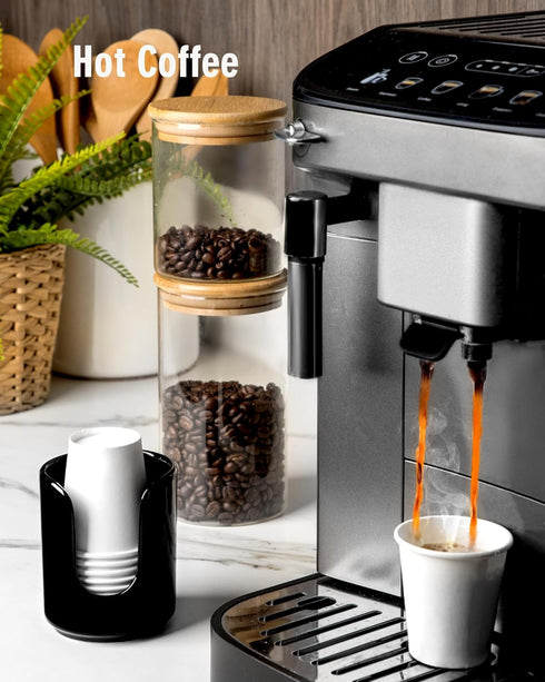 3 oz Original Ceramic Bathroom Cup Dispenser with 5 PLA Paper Cups, Bathroom Essential Accessories for Mouthwash Cup Holder on Bathroom Vanity Cou...