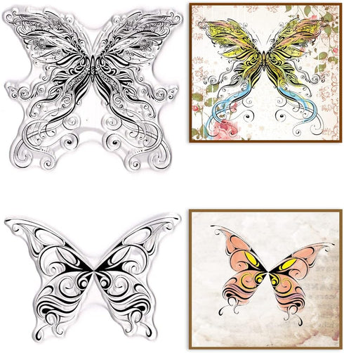 Mandalas Butterfly Clear Stamps for Card Making and Journaling, Mandala Floral Butterflies Rubber Stamps Abstract Butterfly Stamps for Scrapbookin...