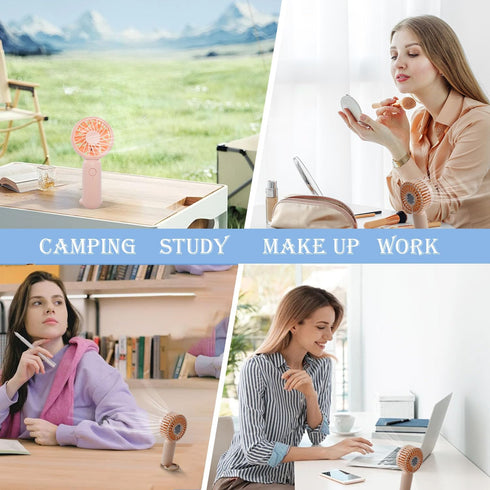 Portable Mini Handheld Fan, 2 in 1 Fan with 3 Colors, USB Rechargeable Small Pocket Fan, 3 Speeds Personal Small Hand Fan for Travel/Summer/Concer...