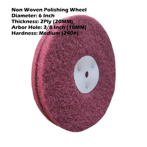3PC 6 Inch x 2 Section Non Woven Polishing Wheel Kit for Bench Grinder with 10MM Arbor Hole Each 1PC Hard/Medium/Soft...