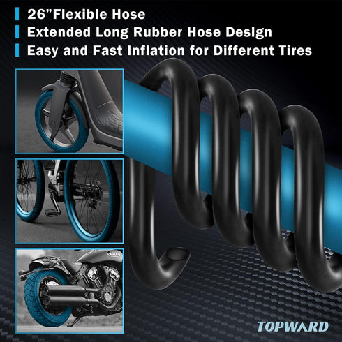Bicycle Tire Pump Portable, Hand Air Pump for Bike Exercise Balls Inflatables, Fits Presta & Schrader Valve, Bike Floor Pump with Ball Pump Needle...