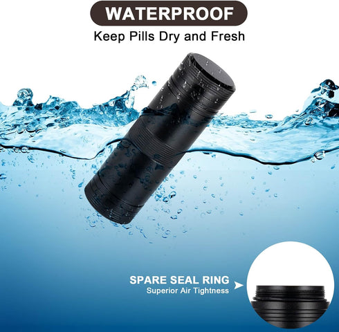 Pill Case 2 Times a Day - Portable Metal Pill Box Daily Waterproof Travel Pill Container, Pill Holder Organizer for Vitamin/Fish Oil/Supplements, ...