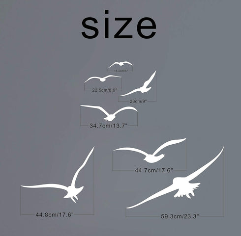 Flying Birds Wall Decals, Vinyl Stickers for Dorm, Nursery, Office, Kids Room, Bedroom, Living Room - Modern Home Decor Y20 (White)...