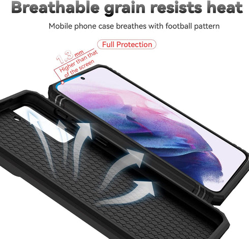 for Samsung Galaxy S21 Case with Camera Lens Cover HD Screen Protector, Dual Layer Military-Grade Drop Tested Magnetic Ring Holder Kickstand Prote...