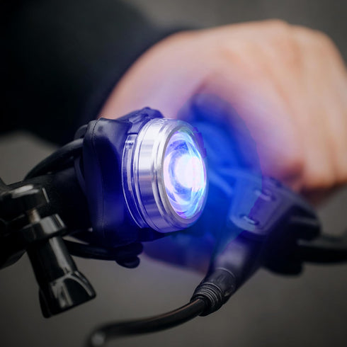 OPTIKS-BLUE Bike Light: 220 Lumens - USB Rechargeable -10hr Max - Water Resistant - 5 Modes - Blue/Blue Strobe LED - Lights for Bicycles...
