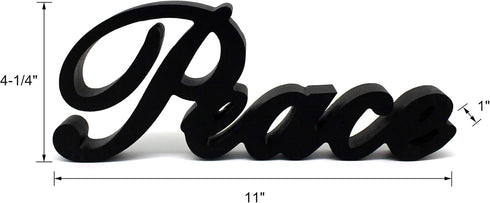 CVHOMEDECO. Matt Black Wooden Words Sign Free Standing Peace Desk/Table/Shelf/Home Wall/Office Decoration Art, 11 x 4-1/4 x 1 Inch...