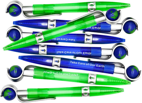 Maydahui 30 Pcs Cute Earth Pens Retractable Earth Globe Spins Pens Tellurion Shape Ballpoint Pens Black Ink Novelty Earth Day Favor Pens for Stude...