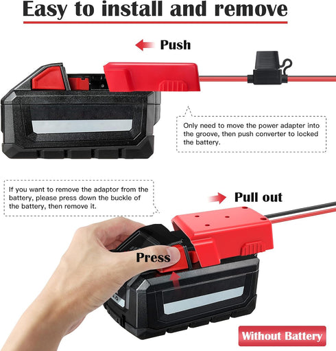 2 Packs Power Wheel Adapter for Milwaukee M18 Battery Adapter 18V Power Wheels Battery Converter with Fuses & Wire Terminals, 12AWG Wire, Power Co...