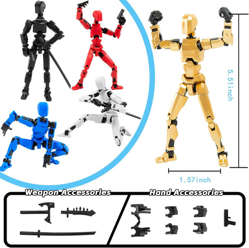 4Pack Assembled Titan T13 Action Figures Set - Lucky Dummy Nova 13 Action Figure Robot Anime Stick Figures Fidget Toys for Boys Multi Movable Join...