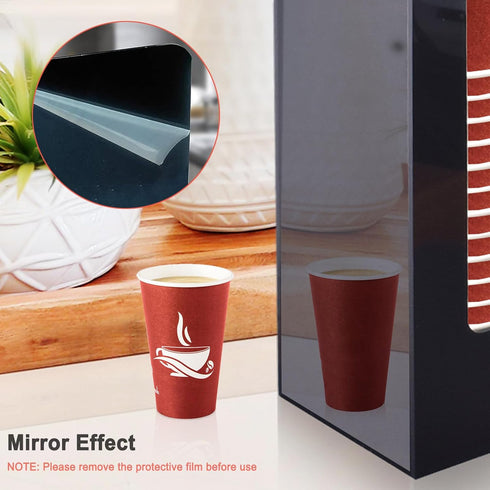 Coffee Cup Dispenser, Cup and Lid Organizer fits 5 to 16 oz Disposable Paper & Plastic Cups, Acrylic Cup Holder for Table Countertop, Black...